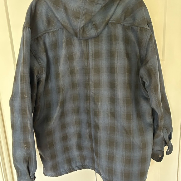 Dickies Blue and Black Plaid Men's hooded fleece lined Jacket - Picture 4 of 7